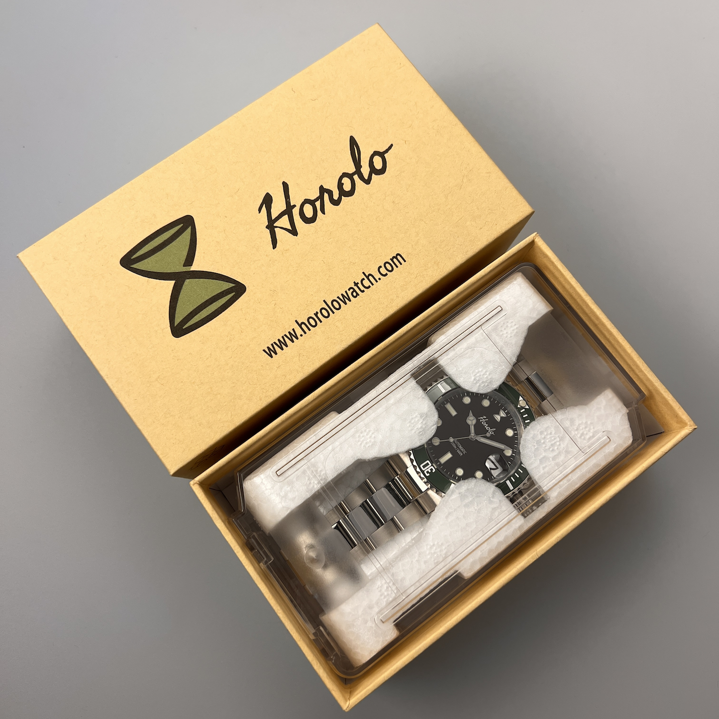 Horolo Green Bezel Black Face Submariner Watch