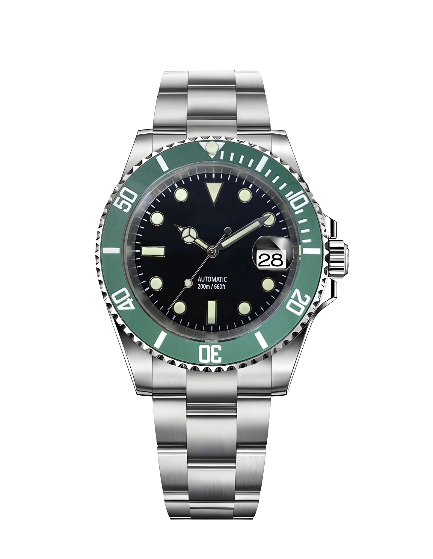 Horolo Green Bezel Black Face Submariner Watch