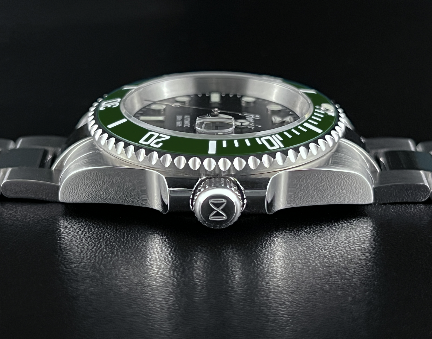 Horolo Green Bezel Black Face Submariner Watch